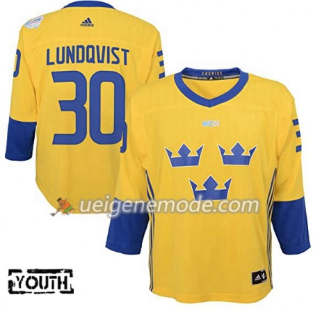 Schweden Trikot Henrik Lundqvist 30 2016 World Cup Kinder Gold Premier